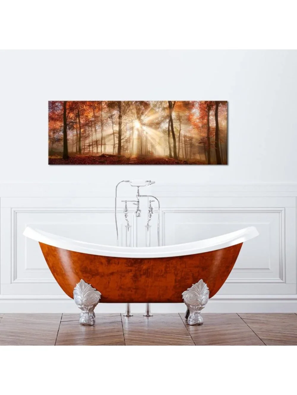 Autumn Forest Canvas Wall Art - Sunlit Nature Scenery for Home & Office Decor